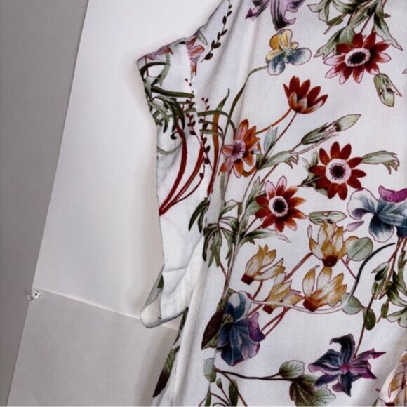 Vici Women’s Medium Multicolour Floral Blouse Top Shirt with Tie Buttons - Picture 4 of 10